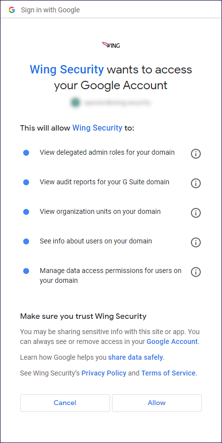 Wing Security Google Permissions 