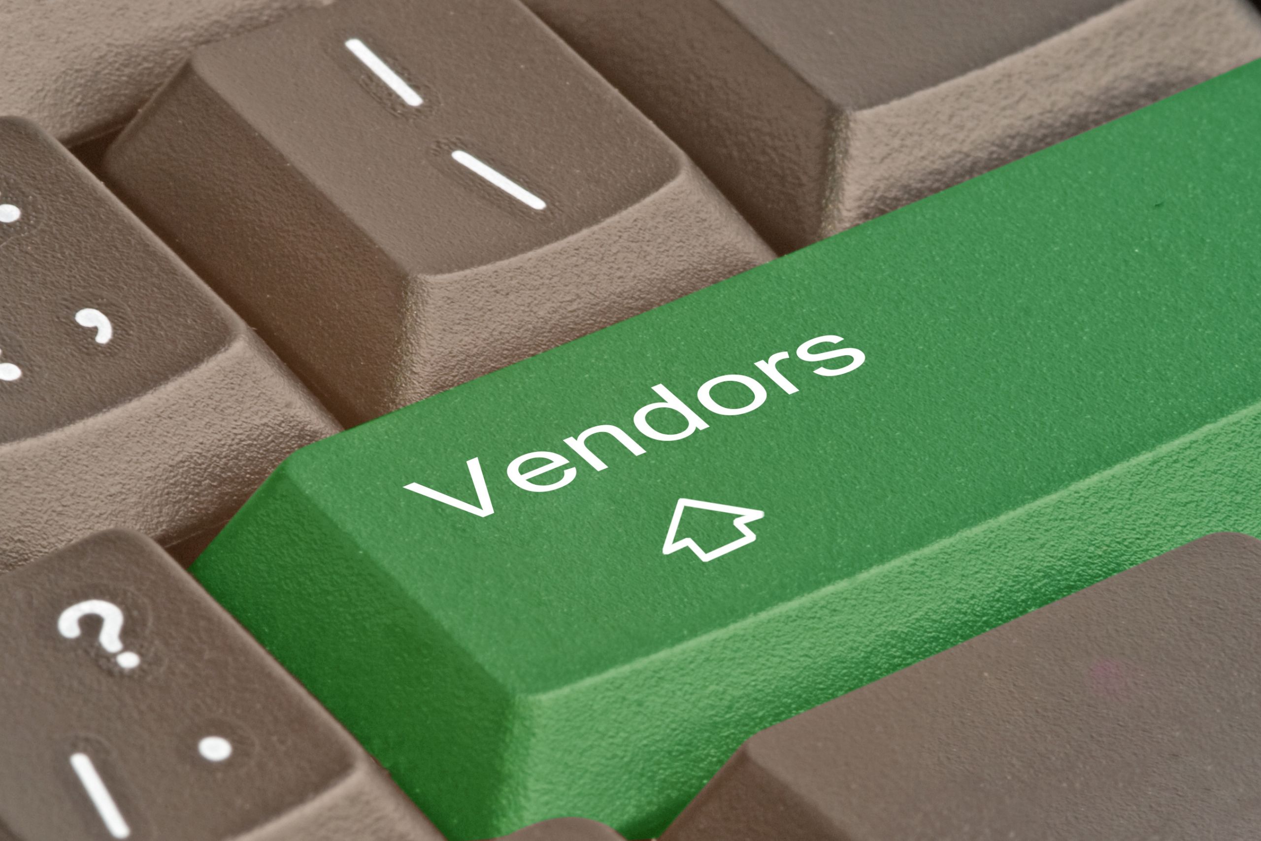 A green button with the word Vendors indicating a click for vendor risk assessments