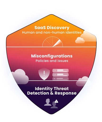 Multi-layered Platform platform image showing layers of discovery, misconfigurations and identity threat detection and response